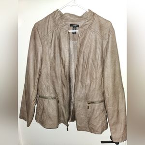 Alfani Brown Fuax Leather Jacket 1X